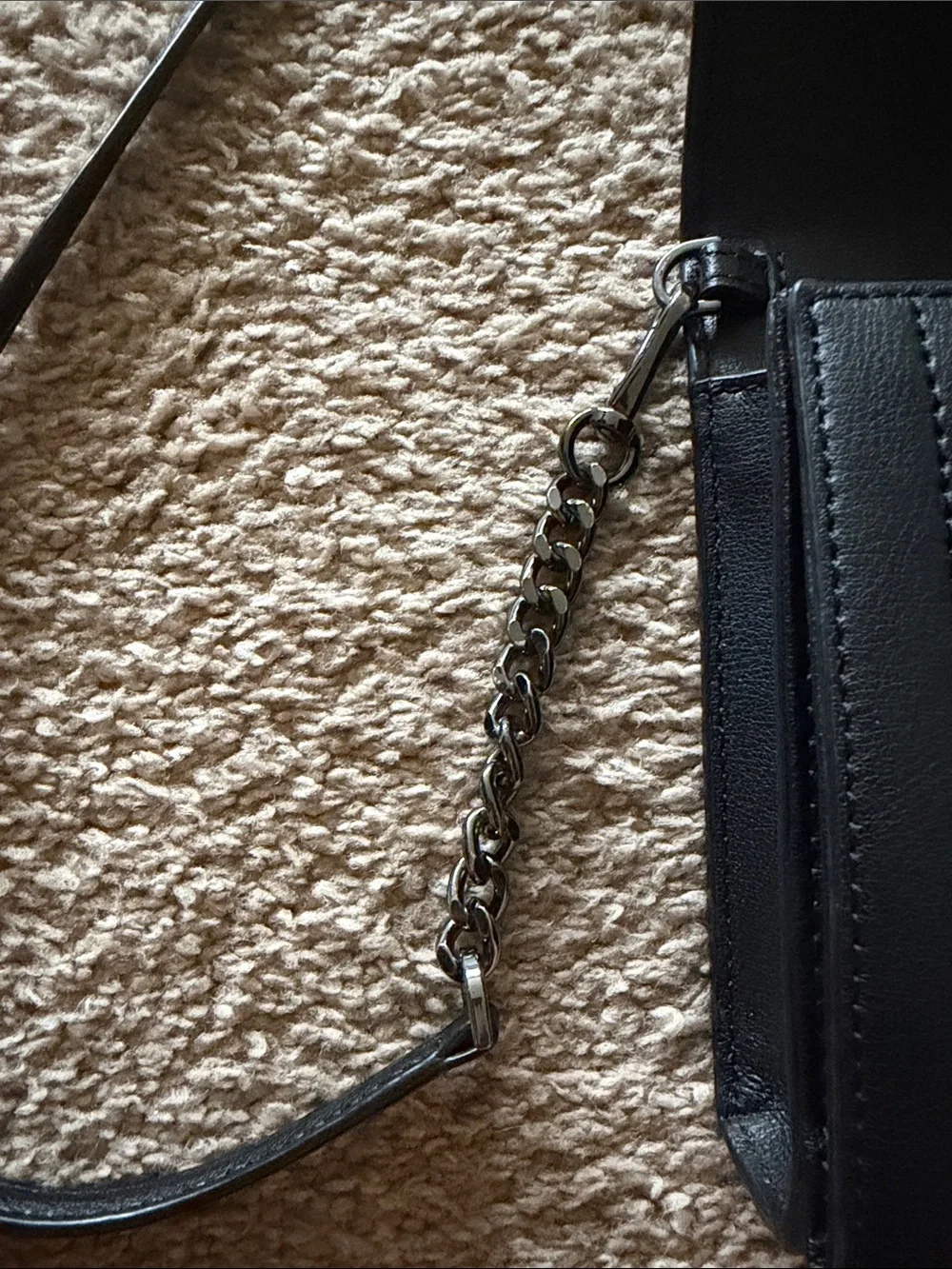 Michael Kors Black Leather Chain-Trim Crossbody